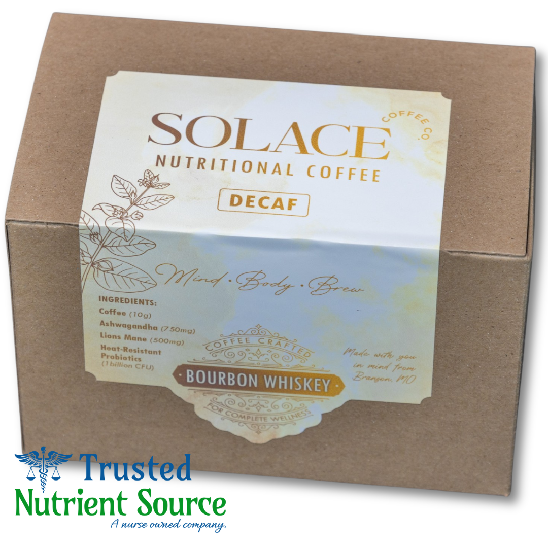 Solace Nutritional Coffee  | Decaf Bourbon Whiskey Flavor  |  Coffee Pods