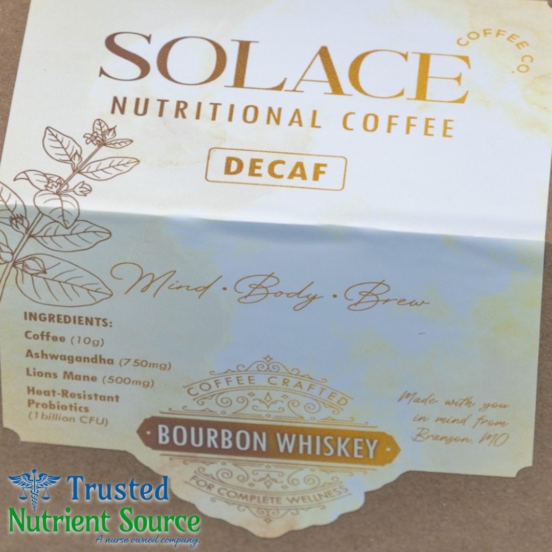 Solace Nutritional Coffee  | Decaf Bourbon Whiskey Flavor  |  Coffee Pods